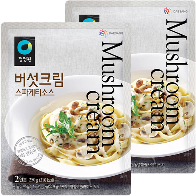 청정원 버섯크림 스파게티소스, 250g, 2개