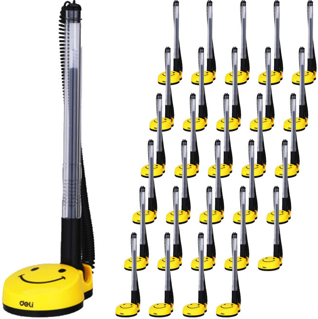 델리 스마일 데스크 부착볼펜 0.5mm E6793, 블랙, 48개