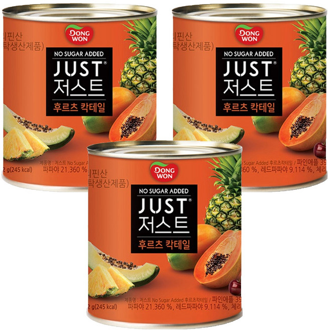JUST 노슈가 후르츠 칵테일 통조림, 3개, 822g