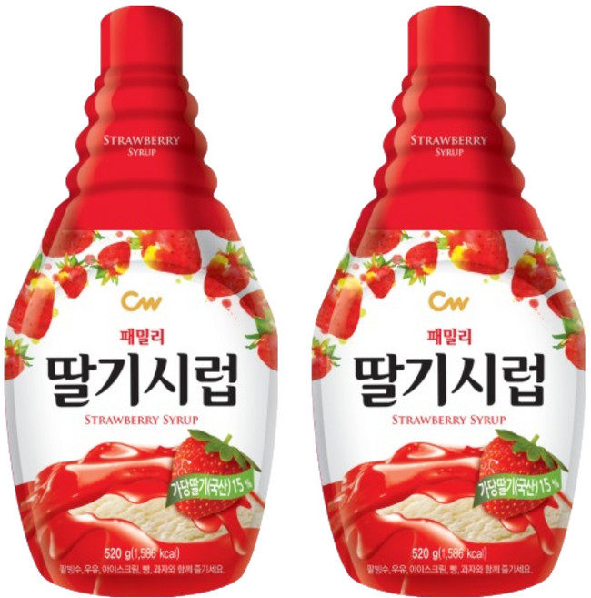 청우식품 패밀리 딸기시럽, 520g, 2개