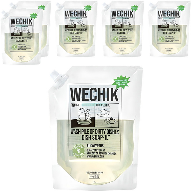 위칙 멀티플 주방세제 리필, 6개, 1L