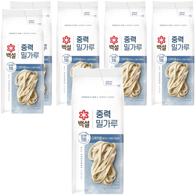 백설 중력밀가루, 1kg, 6개