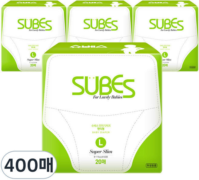 슈베스 슈퍼슬림 팬티형 기저귀, 대형(L), 400매