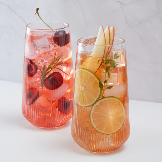 코멧 홈 플리츠 롱 항아리 내열유리 컵 500ml, 투명, 2개