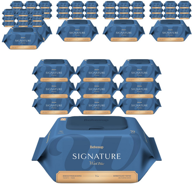베베숲 시그니처 위드 블루 아기물티슈 캡형, 75g, 70매, 60개