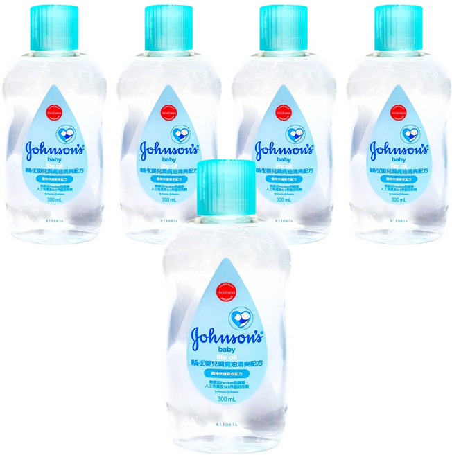 Johnson's 嬌生 嬰兒潤膚油 清爽配方, 300ml, 5瓶
