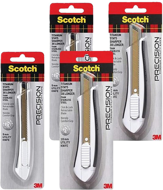 스카치 티타늄 커터 18mm TI-KL + 티타늄 커터 9mm TI-KS 세트, 혼합색상, 2세트