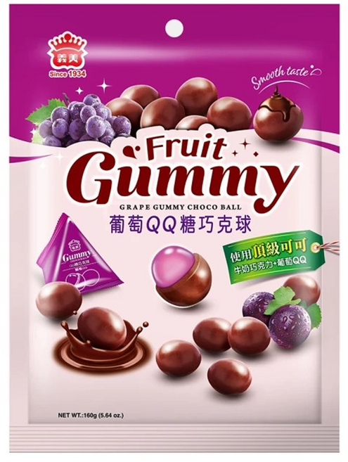 義美 QQ糖巧克球 葡萄口味, 160g, 1袋