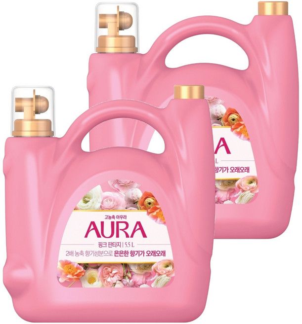 아우라 고농축 섬유유연제 핑크 판타지 본품, 5.5L, 2개