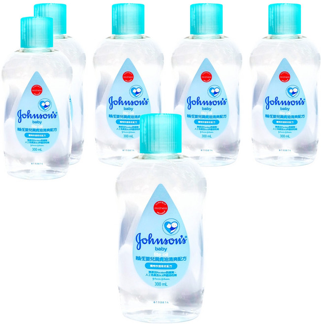 Johnson's 嬌生 嬰兒潤膚油 清爽配方, 300ml, 6瓶