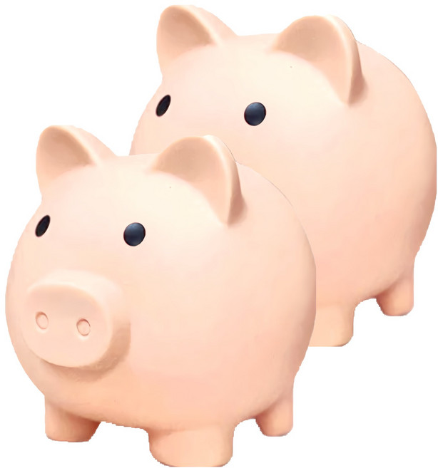 小豬撲滿存錢筒 中號, 膚色, 2個