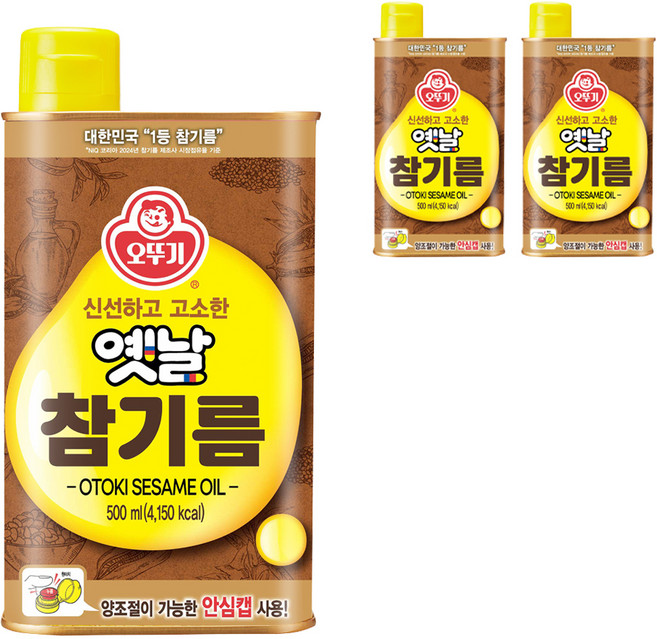 오뚜기옛날 참기름, 500ml, 3개