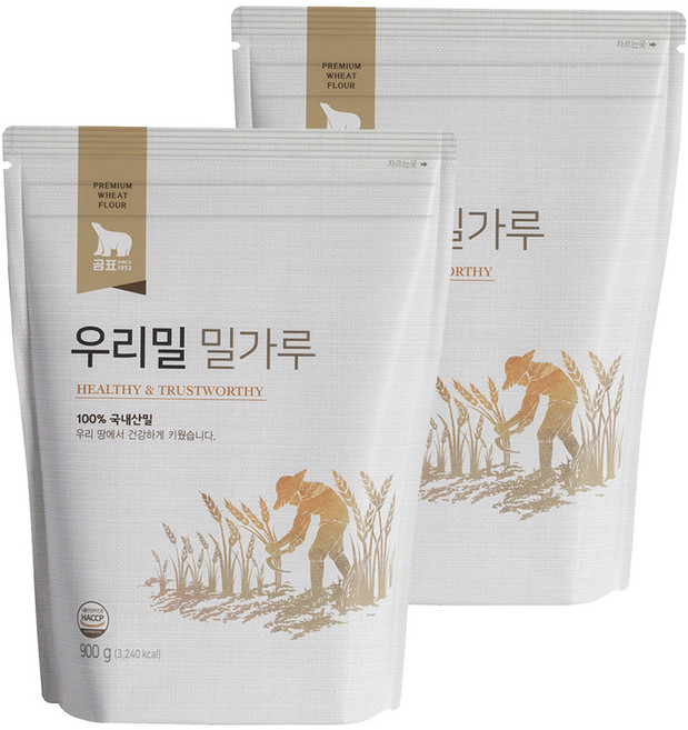 곰표 우리밀 밀가루, 900g, 2개