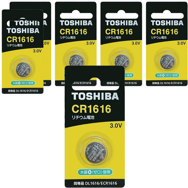 TOSHIBA 東芝 鈕扣電池 CR1616, 1入, 6個