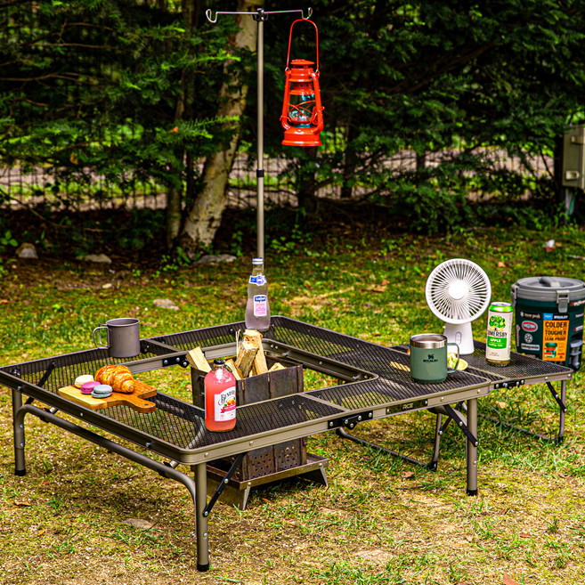 로티캠프 아이언 메쉬 접이식 버너 화로 캠핑 테이블 세트 MBT-900, 샴페인
