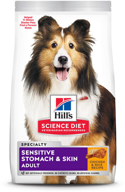 힐스사이언스다이어트 강아지 어덜트 센서티브 스토막 앤 스킨 치킨 레시피 기능성사료, 피부/피모+장건강, 13.6kg, 1개