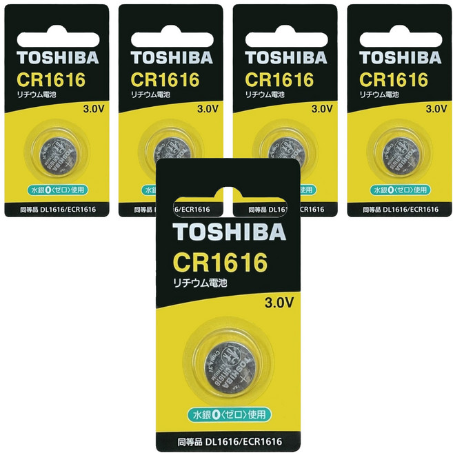 TOSHIBA 東芝 鈕扣電池 CR1616, 1入, 5個