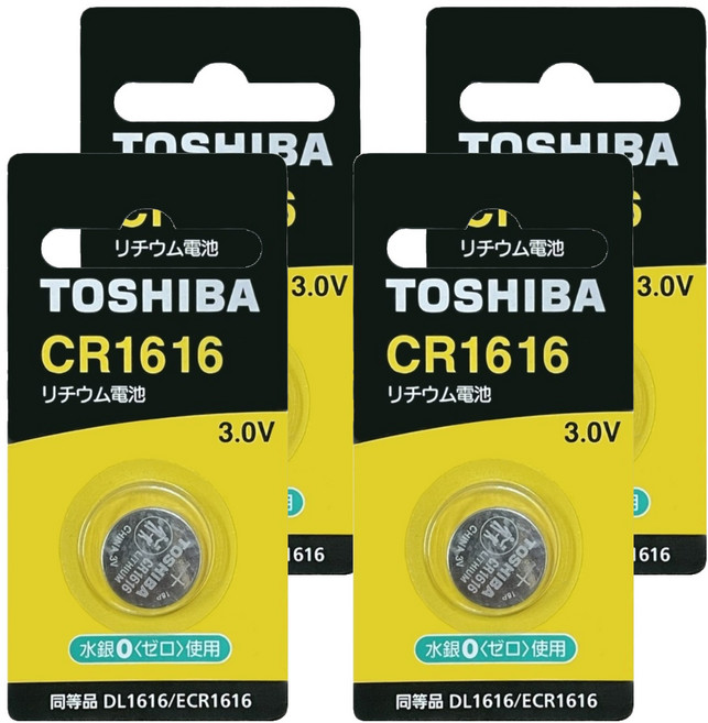 TOSHIBA 東芝 鈕扣電池 CR1616, 1入, 4個