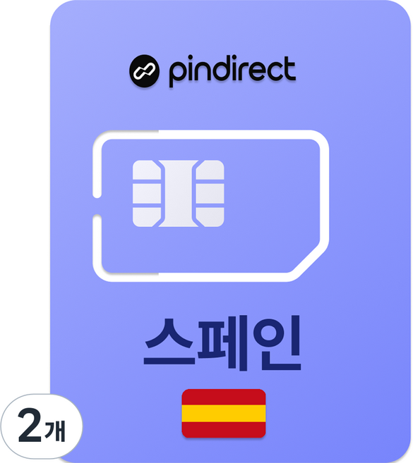 핀다이렉트 스페인 유심칩, 2개, 1일, 매일 500MB 소진시 저속 무제한