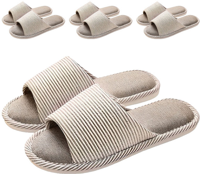 아리코 스트라이프 거실화, 브라운, 4개