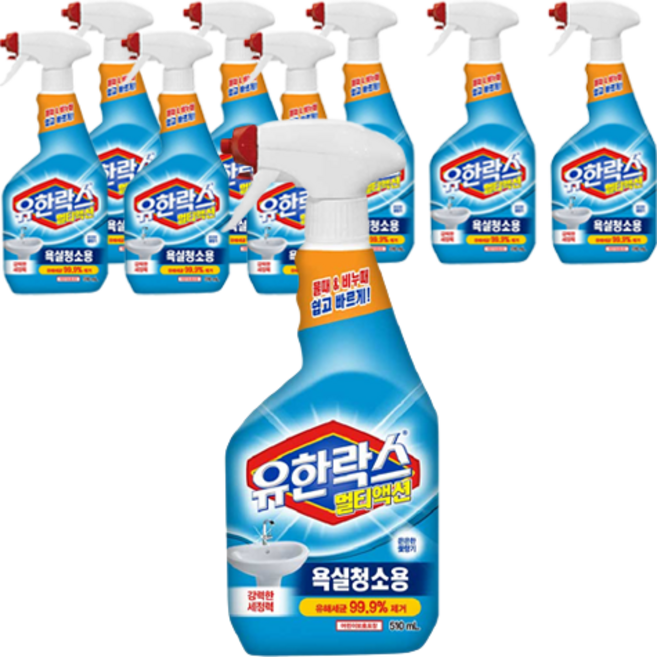 유한락스 멀티액션 욕실청소용 세정제, 510ml, 9개