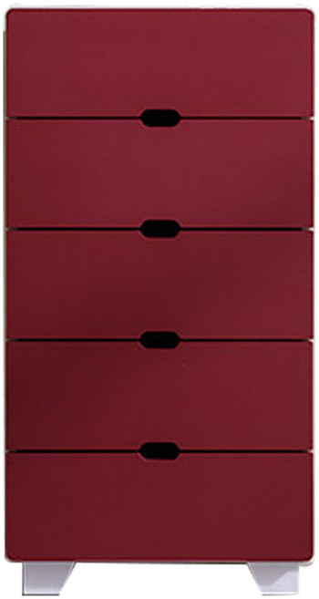 제이디퍼니처 로미 발통형 5단 서랍장, 버건디