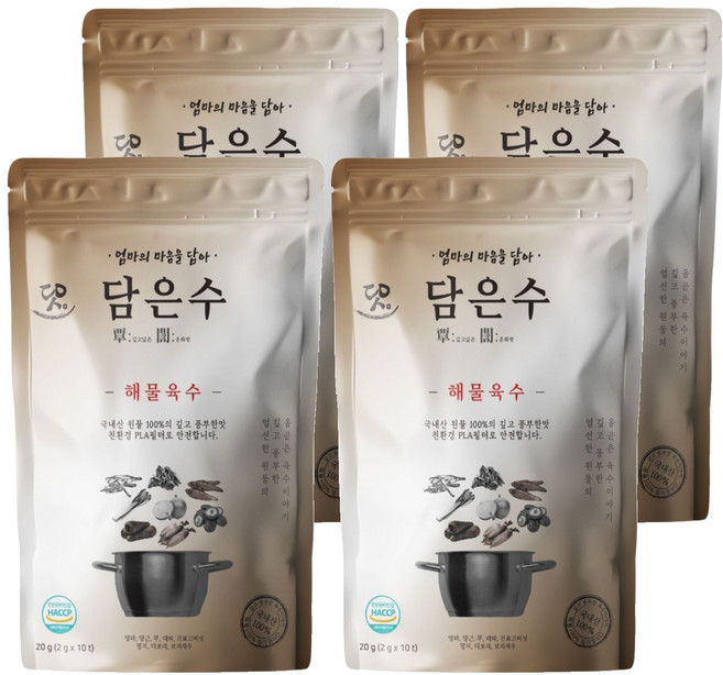 수그리다 담은수 해물 육수팩, 20g, 4개