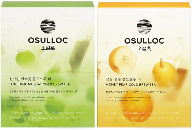 오설록 콜드브루 티 달빛 꿀배 2.5g 20p + 머스캣 2.5g 20p, 1세트
