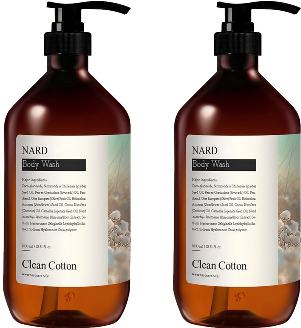 나드 리프레쉬 퍼퓸드 바디워시 클린코튼, 1L, 2개