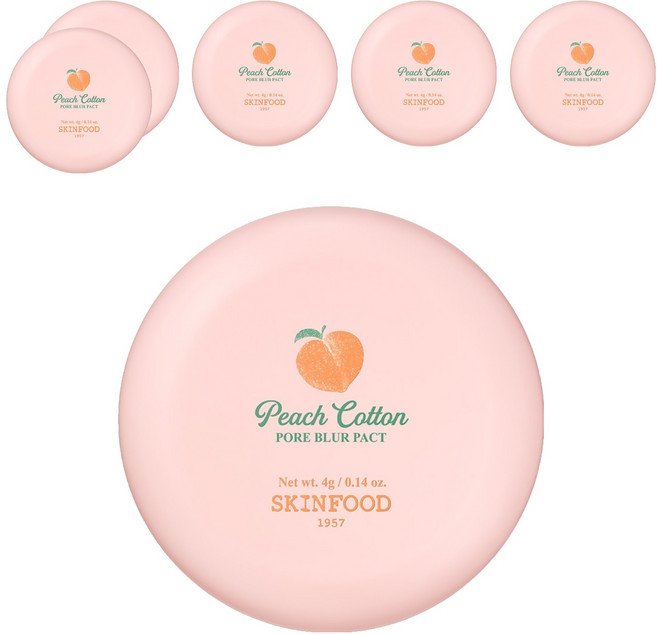 스킨푸드 피치뽀송 포어 블러 팩트 4g, 혼합색상, 6개