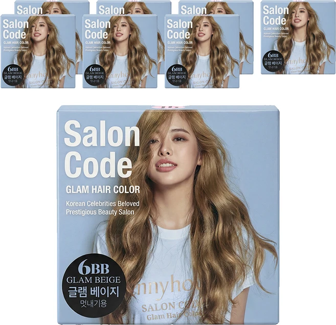 제니하우스코스메틱 뉴 살롱코드 글램 헤어 염모제, 6BB 베이지, 8개 - 쿠팡