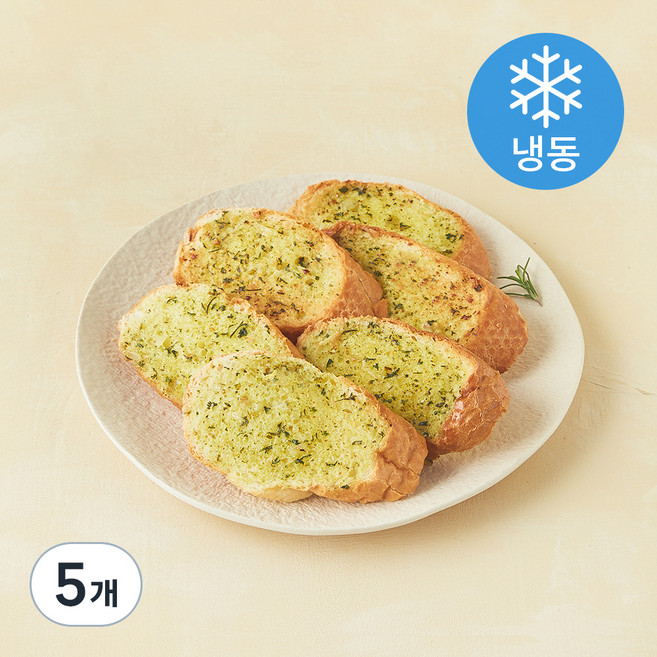 프레시오늘 수제 저당 바질 양파 마늘빵 (냉동), 15g, 5개, 6개입