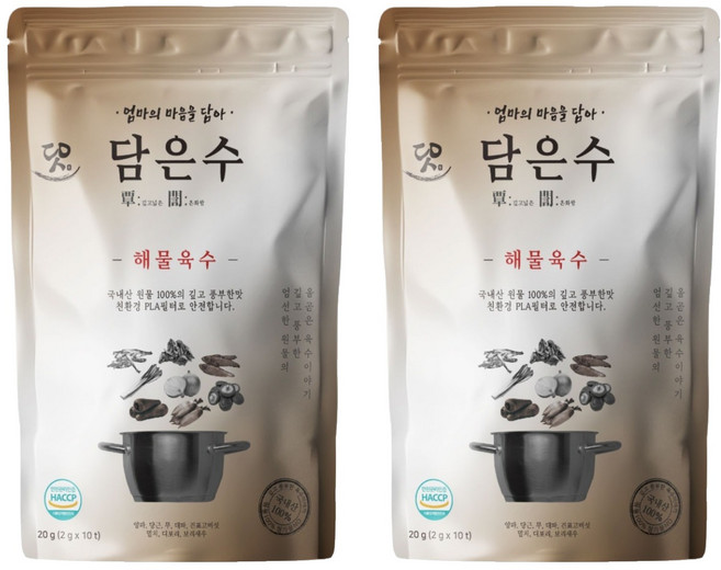 수그리다 담은수 해물 육수팩, 20g, 2개