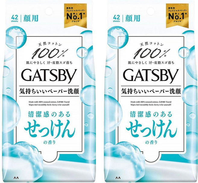 GATSBy 涼感濕紙巾 皂香型, 2包, 42張