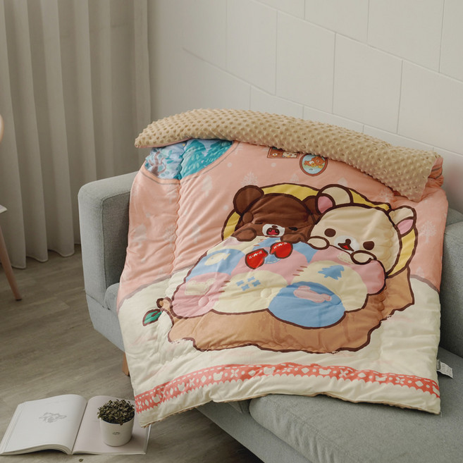 BUHO 布歐 Rilakkuma拉拉熊 泡泡暖絨被 1.1kg, 夢迴森林