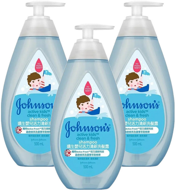 Johnson's 嬌生 嬰兒 活力清新洗髮露, 500ml, 3瓶