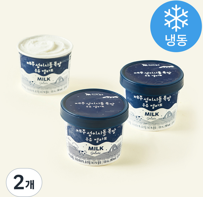 미스터밀크 제주성이시돌목장 우유 젤라또 (냉동), 100ml, 3개입, 2개
