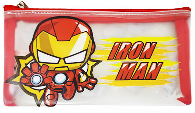 IRON MAN 鋼鐵人 Disney 迪士尼 漫威寬版磨砂萬用包 CA774E-1, 鋼鐵人 紅色 + 黃色 + 透明色, 1個