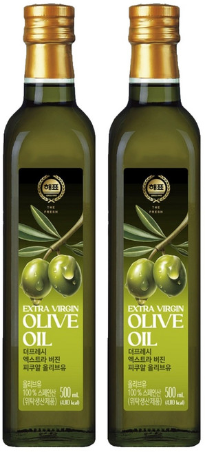 해표 더프레시 엑스트라 버진 피쿠알 올리브유, 500ml, 2개