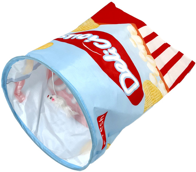 둥둥펫 고양이 바스락 숨숨터널 감자칩 하우스, 블루, 1개