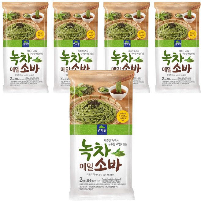 면사랑 녹차 메밀 소바, 292g, 5개