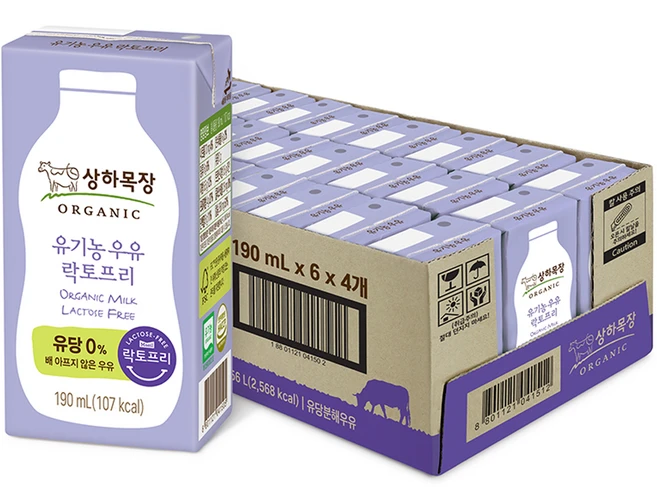 상하목장 락토프리 멸균우유, 190ml, 24개 - 쿠팡