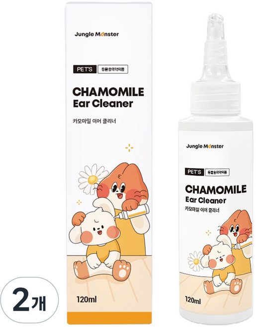 정글몬스터 반려동물 카모마일 이어클리너, 2개, 120ml