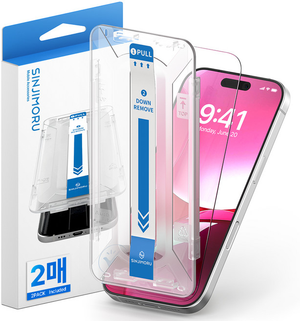 신지모루 듀얼포스 2중 강화유리 EZ틀 휴대폰 액정보호필름 세트, 1세트