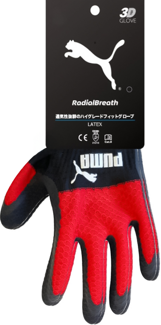 PUMA 透氣止滑工作手套 PG-1330 M, 黑紅色, 1套