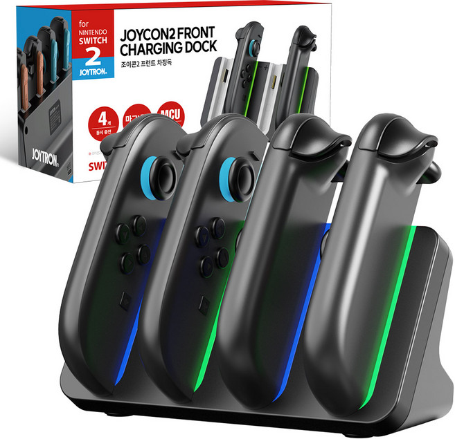 JOYTRON 任天堂 Switch 2 Joy-Con 2 前置LED充電座 充電器 支架 立架, SW2-CHARGER01, 黑色, 1個