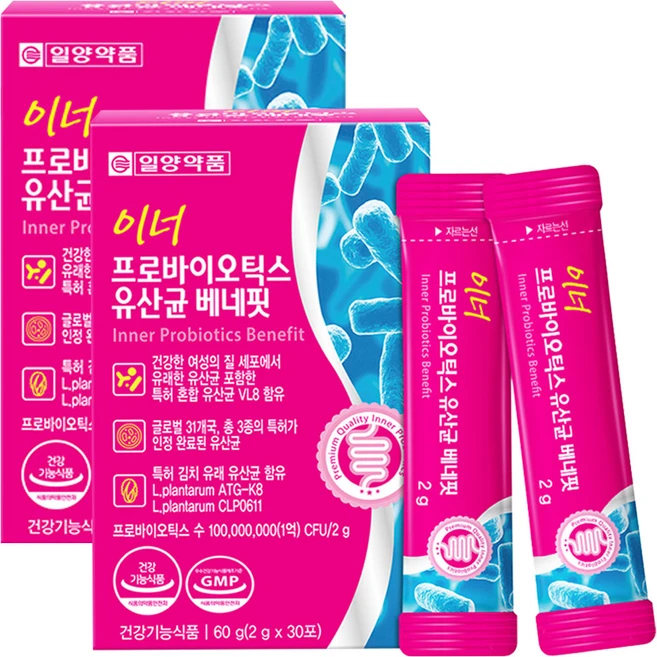 일양약품 이너 프로바이오틱스 유산균 베네핏, 60g, 2개 - 쿠팡