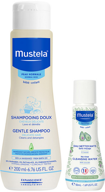 무스텔라 젠틀 샴푸 200ml + 노-린스 클렌징 워터 50ml 세트, 1세트