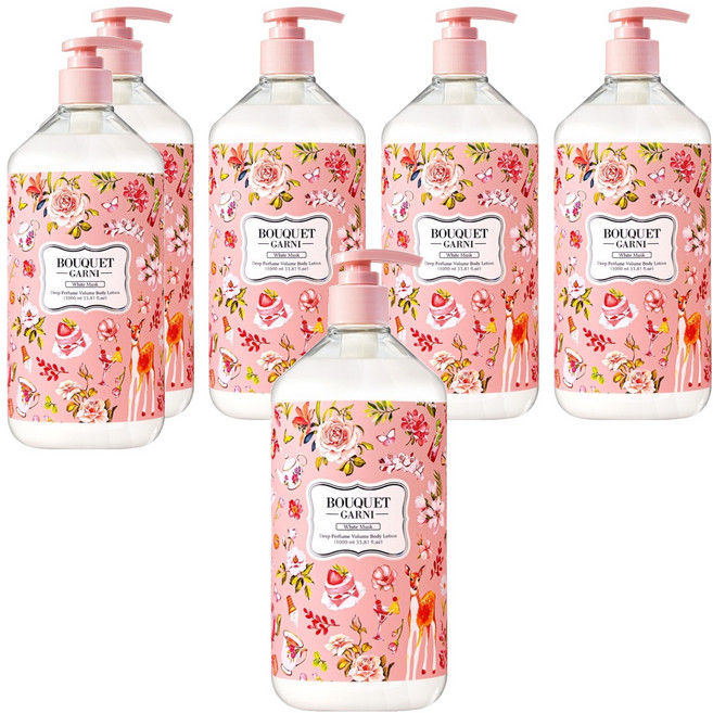 부케가르니 딥 퍼퓸 볼륨 바디로션 화이트머스크, 1L, 6개