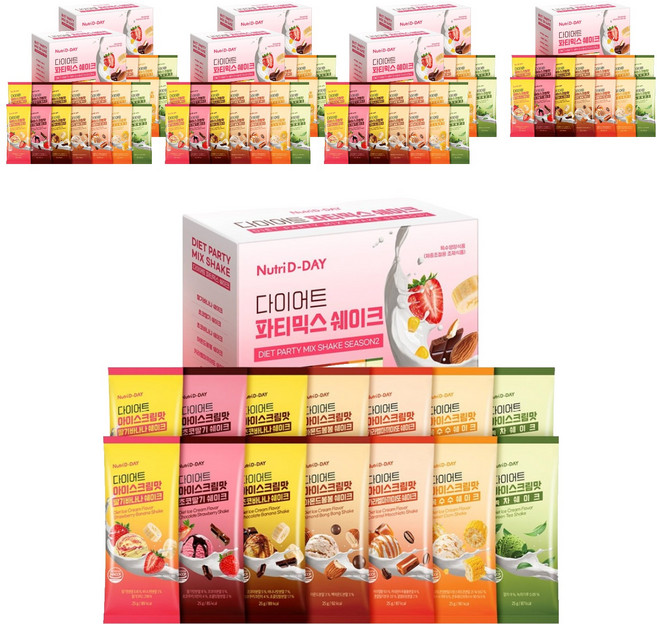 뉴트리디데이 다이어트 파티믹스 쉐이크 7종 세트, 350g, 8개